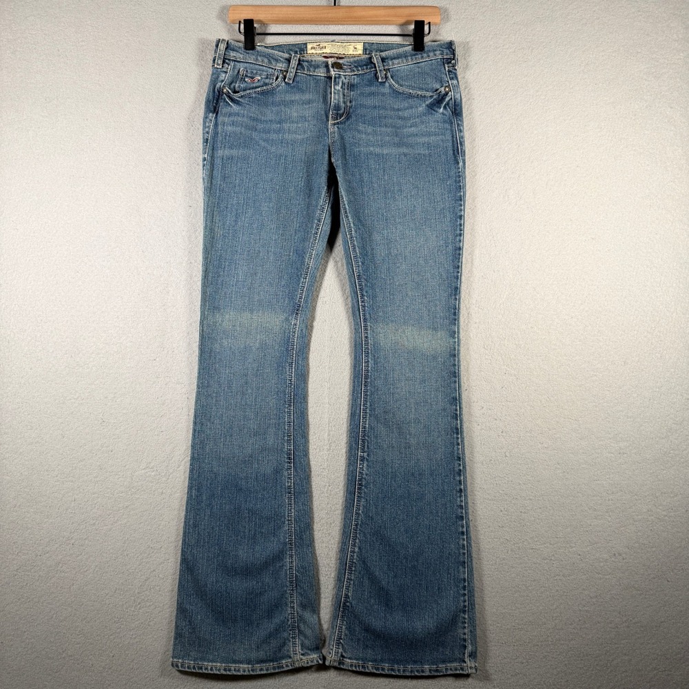 Vintage Hollister California Low Rise Flare Jeans Medium Wash Blue Size 5s Y2K